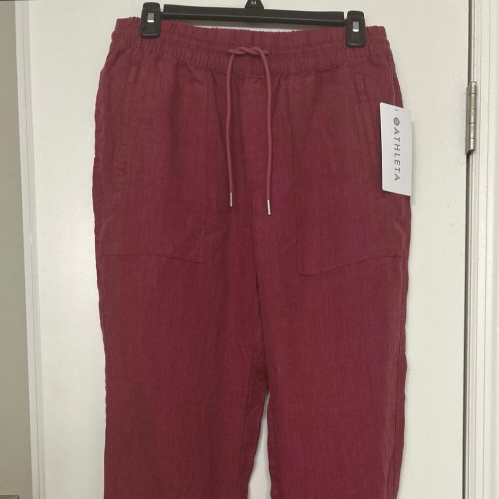 Athleta Retreat Linen Jogger Pants Coffeeberry 6 NWT Resort Vacation Summer - Picture 4 of 15